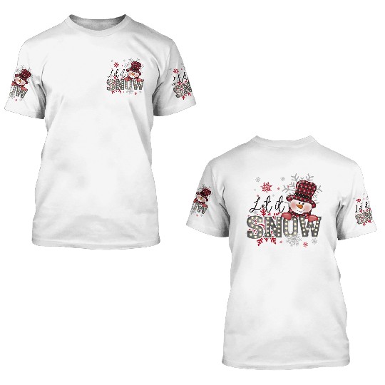 Let It Snow Christmas Snowflake 3D T Shirts