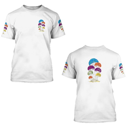 Psychedelic Rainbow Mushrooms 3D T Shirts