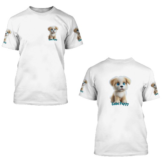 Adorable Blue-Eyed Puppy 3D T Shirts