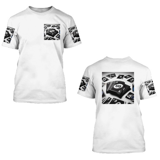 Black Uno Cards 3D T Shirts