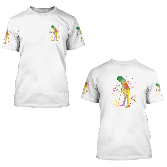 Golfer Colorsplash Kids Miniature Golf 3D T Shirts