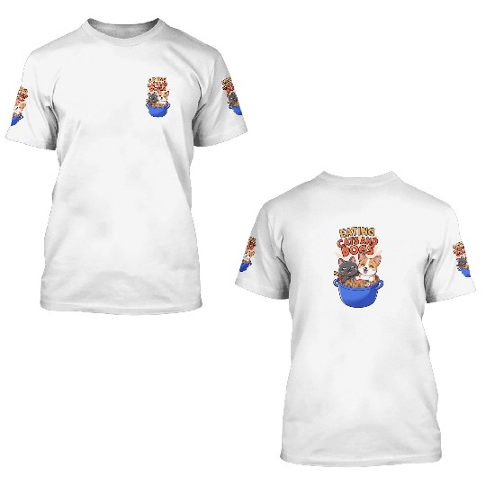 Funny eat Cat and Dog in Ramen political 3D T Shirts