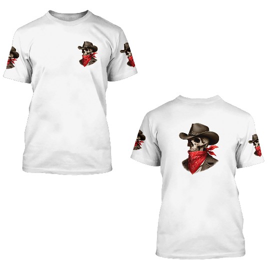 Cowboy Skeleton Skull Bandit 3D T Shirts