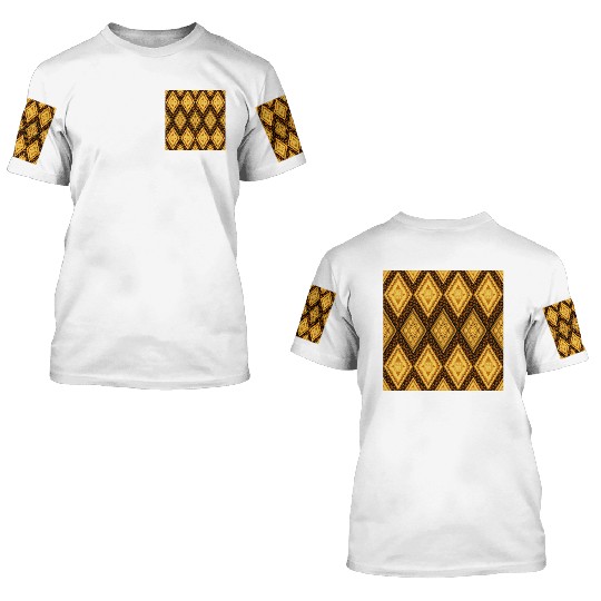 Ancient Gold Diamond Pattern, indigenous art 3D T Shirts