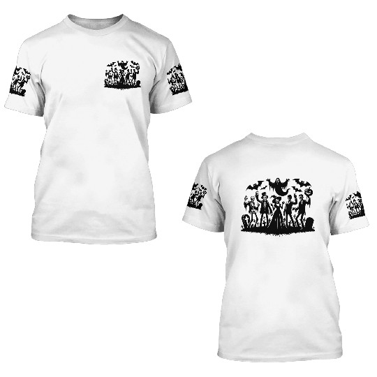 Fun Halloween Party With Zombies And Ghosts 3D T Shirts