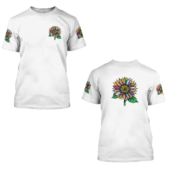 LGBTQ sunflower rainbow flags Diversity Human Righ 3D T Shirts