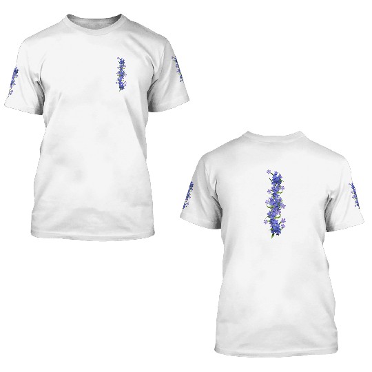 evergreen blue flowers blue blooms 3D T Shirts