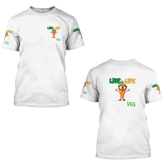 Funny plant based design_ carrot with funny Vegan 3D T Shirts