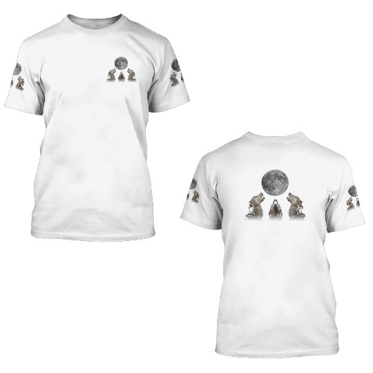 Irish Wolfhound Dog Howling Moon 3D T Shirts