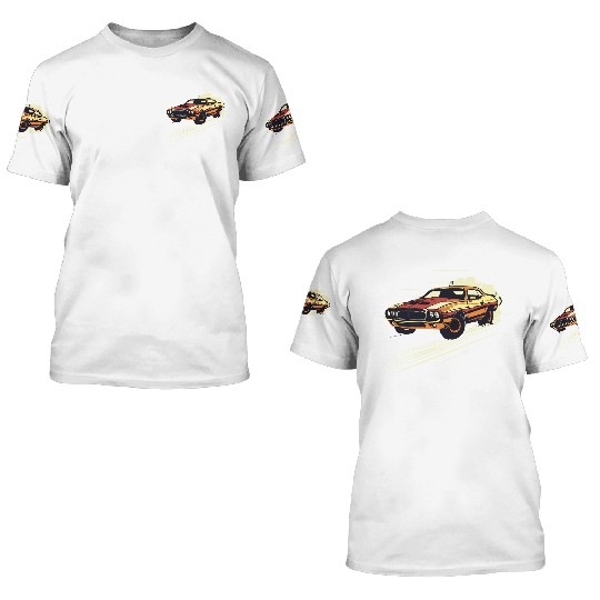 Classic Muscle Car in Action 3D T Shirts