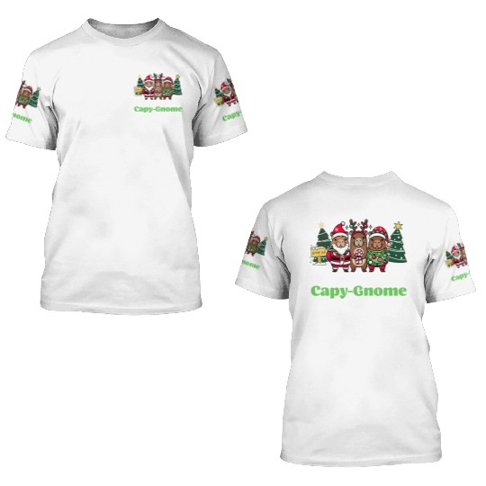 Merry Cap-Gnome Capybara Christmas 3D T Shirts