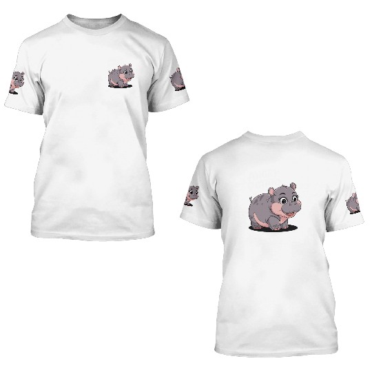 Moo Deng Angry Potato Hippo Fun 3D T Shirts