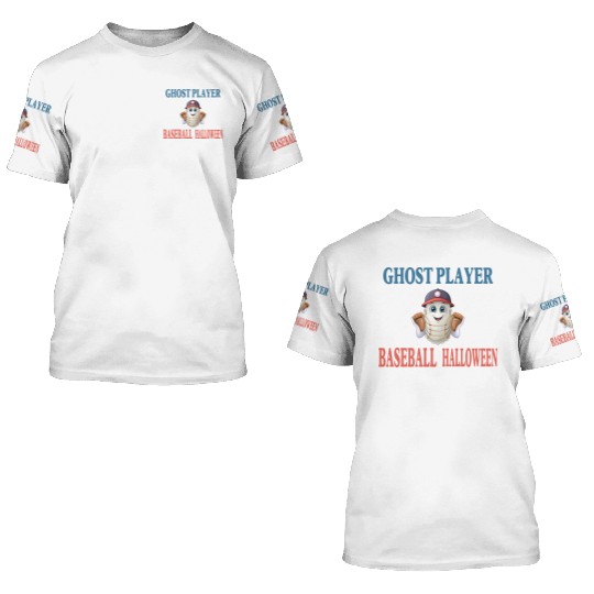GHOST PLAYER BASEBALL HALLOWEEN 3D T Shirts