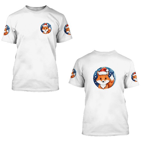 Fox Christmas Watercolor 3D T Shirts