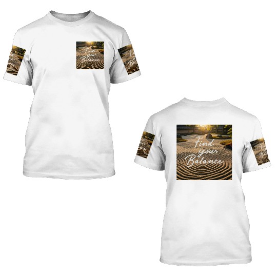 Find Your Balance Tranquil Sand Lines Collection 3D T Shirts