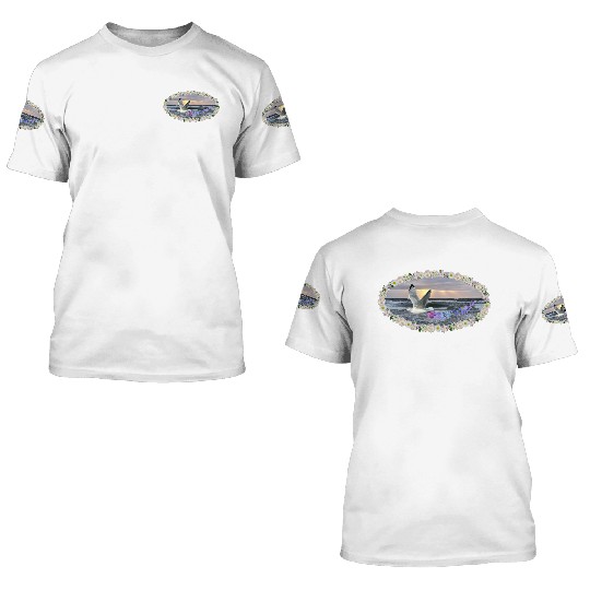 sea beach sunset seagull kitsch flashy magic 3D T Shirts
