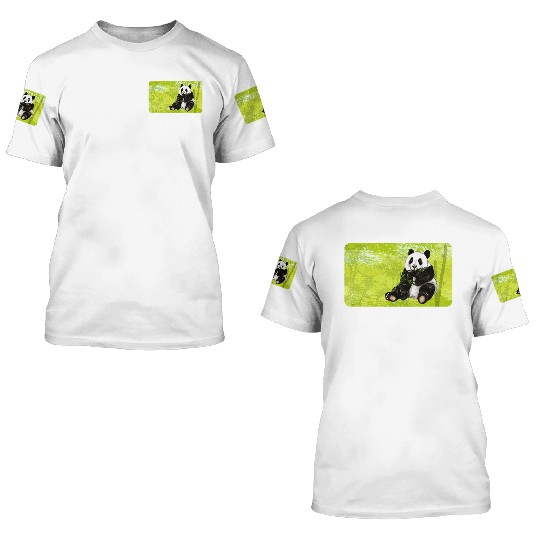Cute panda bear with bamboo - design for kids 3D T Shirts
