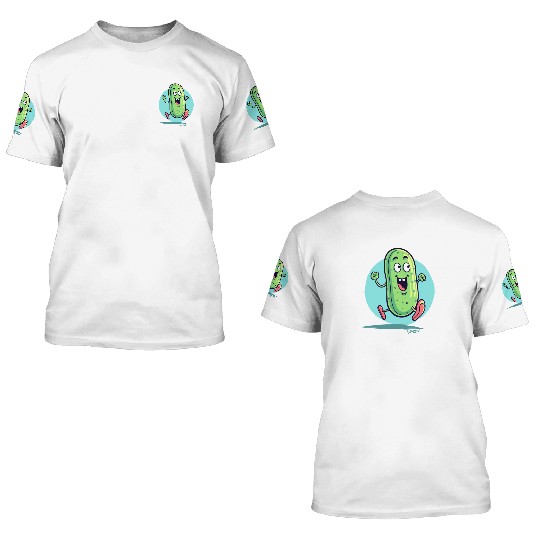 A Happy Running Pickle 3D T Shirts