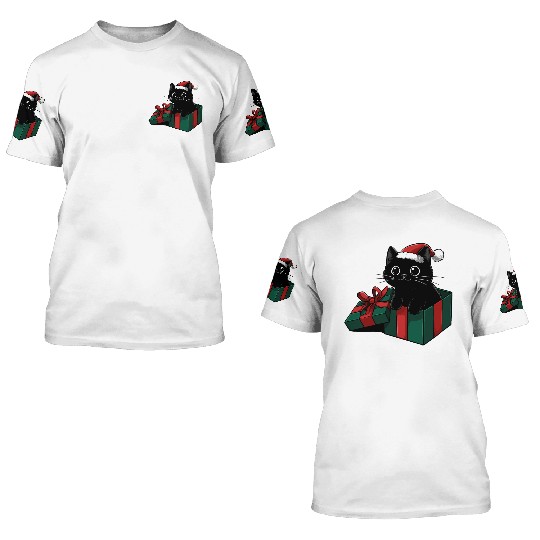 Christmas Gift Cat 3D T Shirts