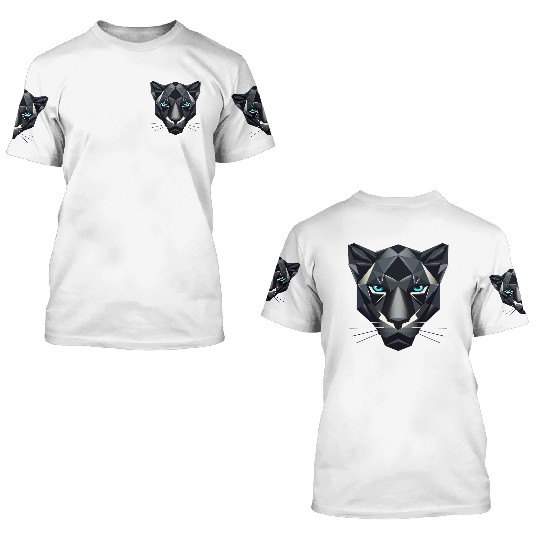 Geometric Black Panther - Power and Elegance 3D T Shirts