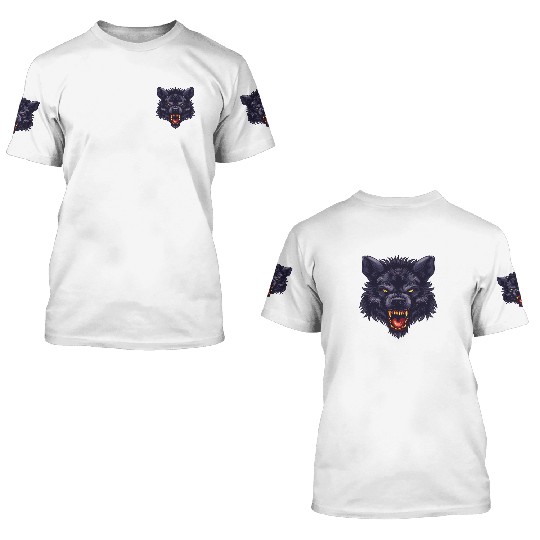 dark wolf face 3D T Shirts