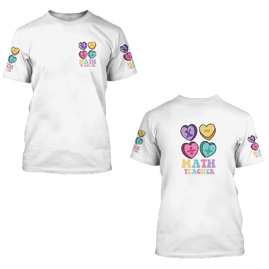 Math Teacher Valentine's day math lover 3D T Shirts