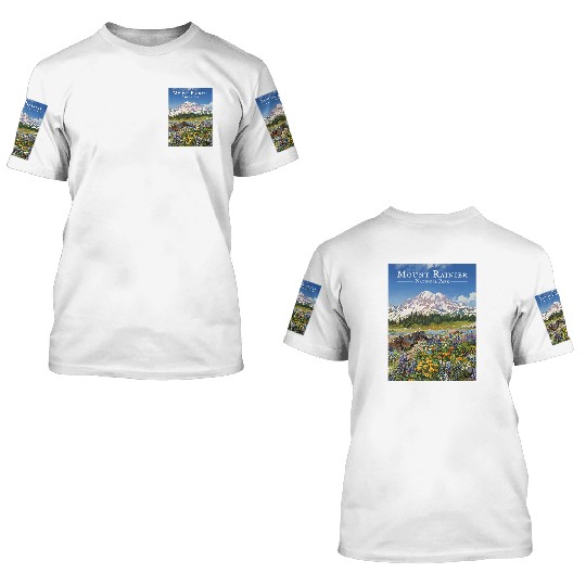 Mount Rainier Paradise Meadows 3D T Shirts