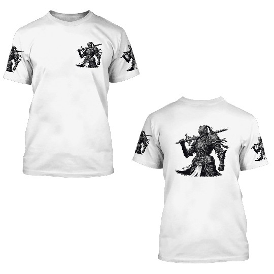 Black Warrior Sketch Power Fantasy Art 3D T Shirts