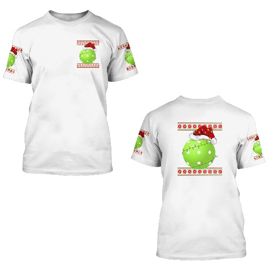 Pickleball Player Christmas 3D T Shirts