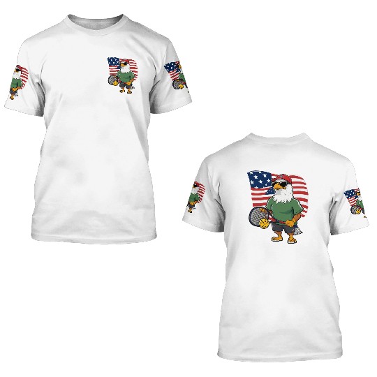 US Flag Pickleball Eagle 3D T Shirts
