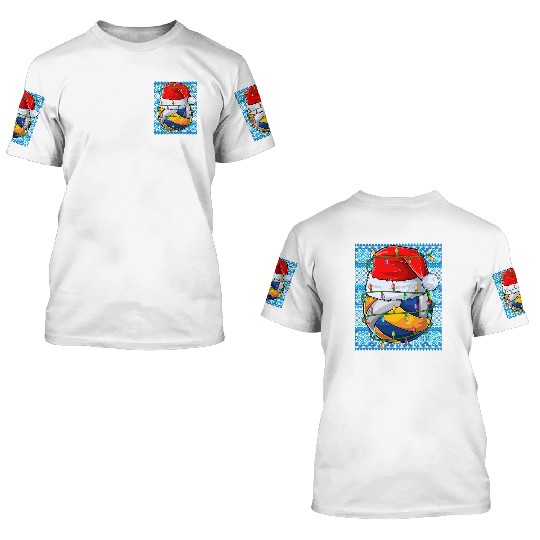 Volleyball Christmas Lights 3D T Shirts