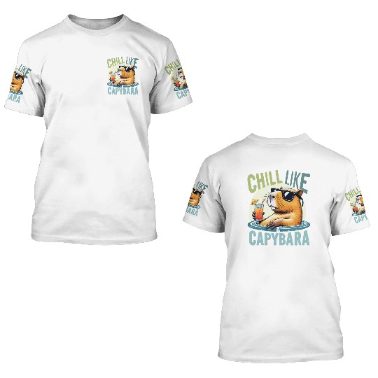 gift idea funny quote zen design Capybara 3D T Shirts