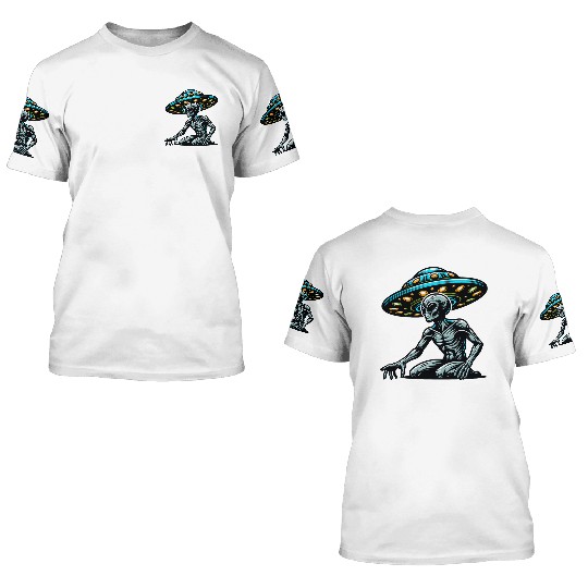 Grey Alien UFO 3D T Shirts