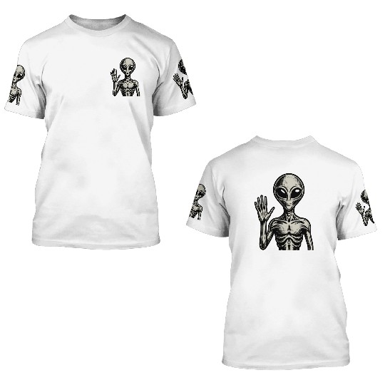 Grey Alien hello 3D T Shirts