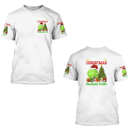 Pickleball Christmas Tree Lights 3D T Shirts
