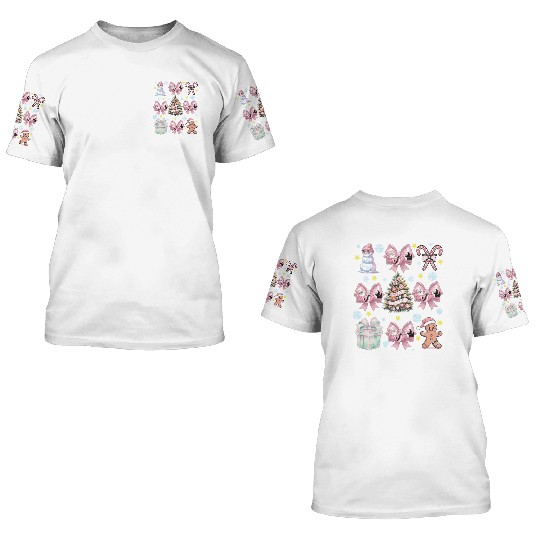 Merry Christmas, Christmas Coquette Bow 3D T Shirts