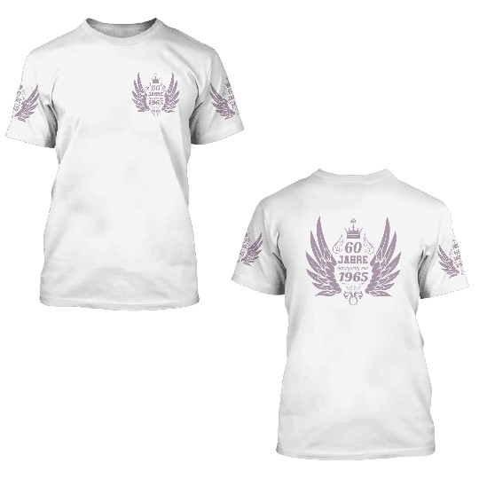60 years unique since 1965 angel wings 3D T Shirts