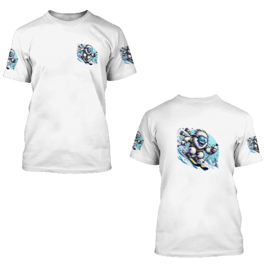 Epic Yeti Ski Adventure Illustration 3D T Shirts