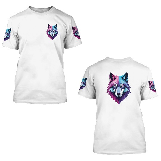 A geometric Wolf 3D T Shirts