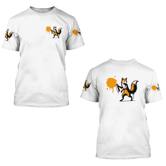 Graffiti Fox in Creative Stencil Style 3D T Shirts