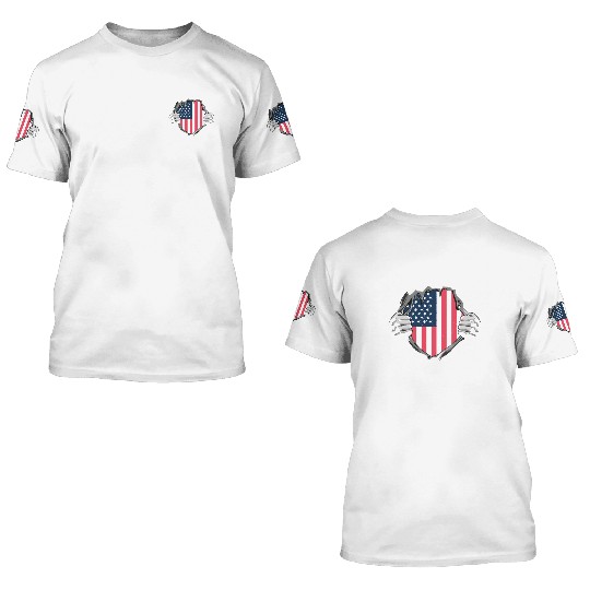 Bold American Flag Inside Design 3D T Shirts