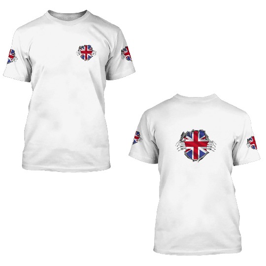 Union Jack Ripped Style UK Pride 3D T Shirts
