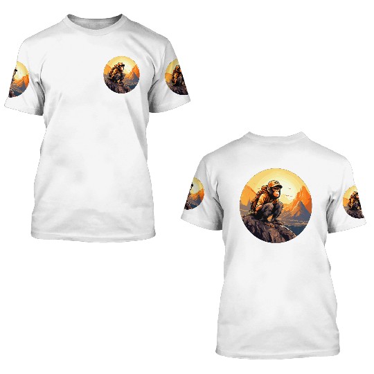 Monkey hiking / mountaineering monkey 3D T Shirts