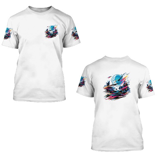 3D T Shirts Halloween Graffiti Design - Neon Abstract