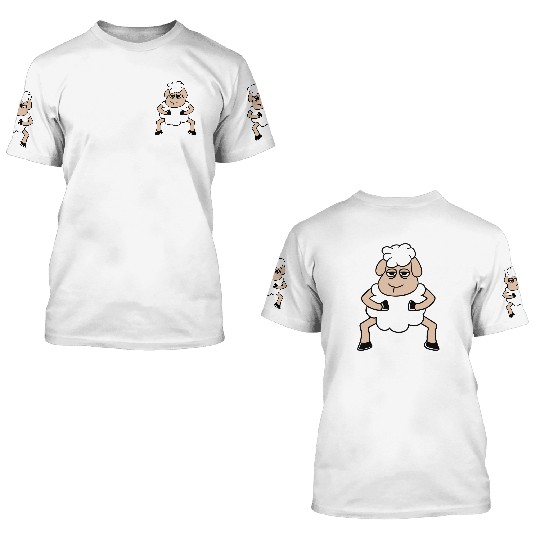 Sheep Tired Bored Look Standing Cute Cool Cartoon 3D T Shirts