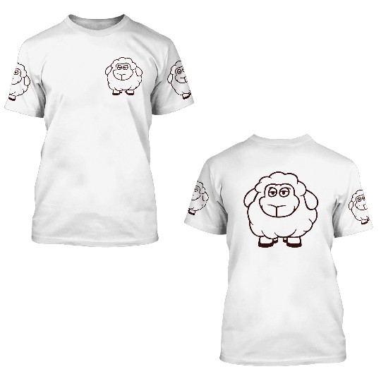 Sheep Baby Standing Bored Tired Cartoon Comic Cool 3D T Shirts