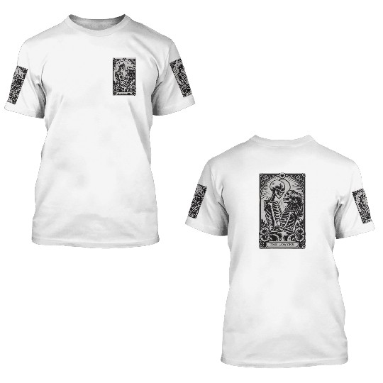 Vintage Gothic Skeleton Couple Tarot Card with 3D T Shirts