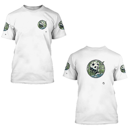 Panda in Bamboo Forest 3D T Shirts