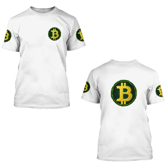 Glowing Matrix-Inspired Bitcoin Symbol 3D T Shirts