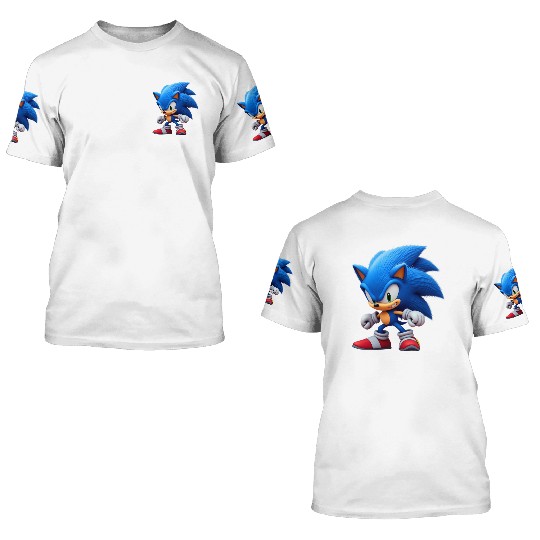 Angry Blue Hedgehog 3D T Shirts